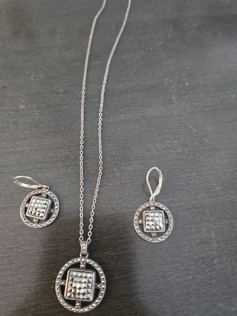 Judith Jack Silver-Tone Geometric Pendant Necklace & Earrings Set